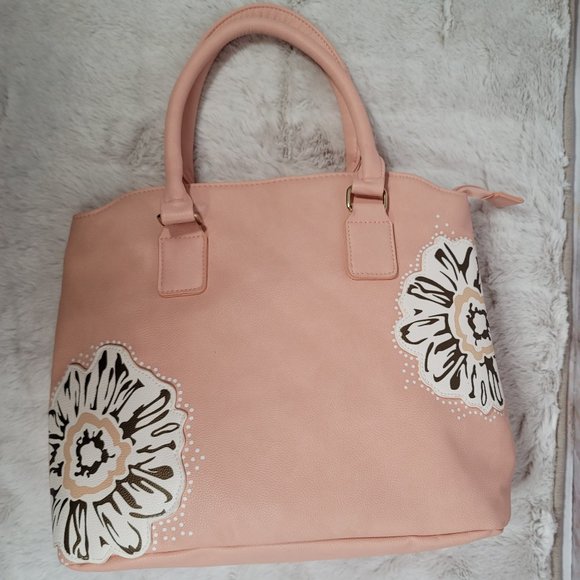 Pink Floral Handbag Tote & Wristlet Wallet Bundle Spring Summer Garden - Picture 4 of 12